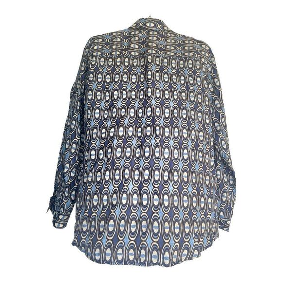 Men’s J. McLaughlin Tan Silk Blend Abstract Print Button Down Shirt Size Medium - Picture 5 of 7